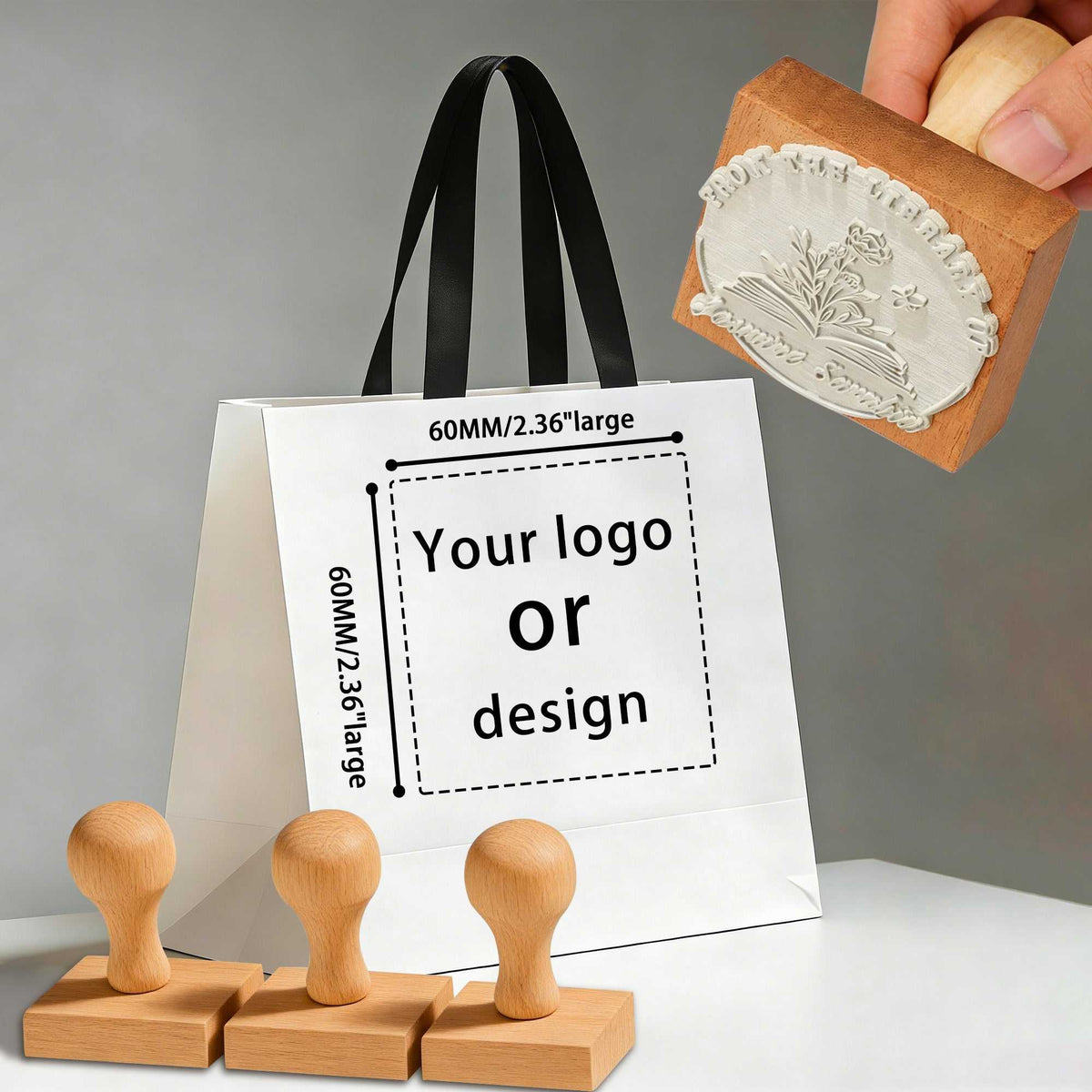 Custom Logo Stamp | Branded Ex Libris Book Ownership Rubber Stamp