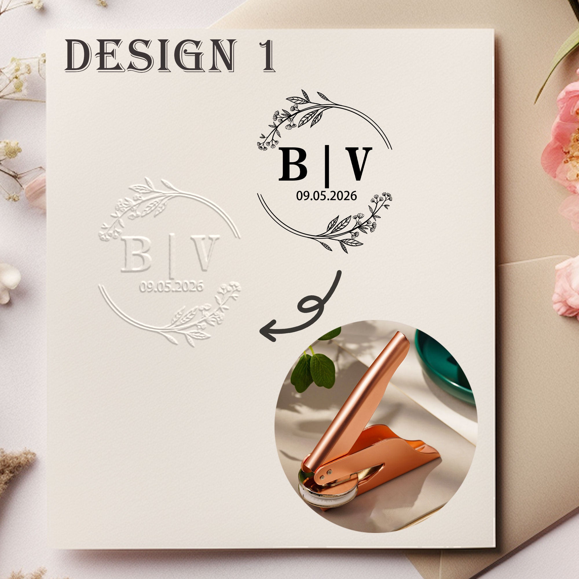 Custom Romantic Wedding Embosser