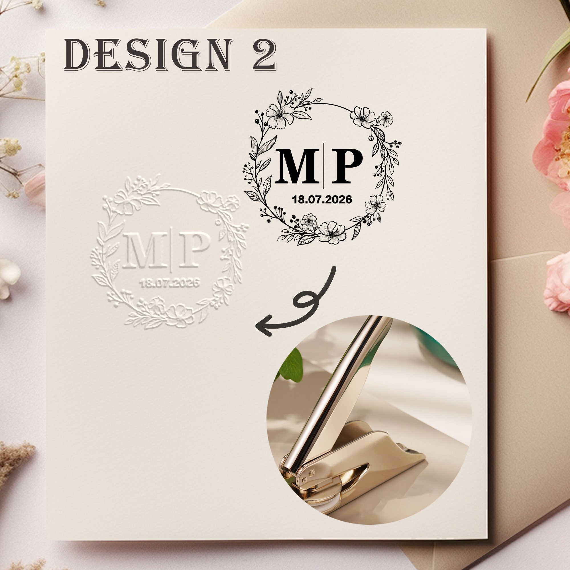 Custom Romantic Wedding Embosser