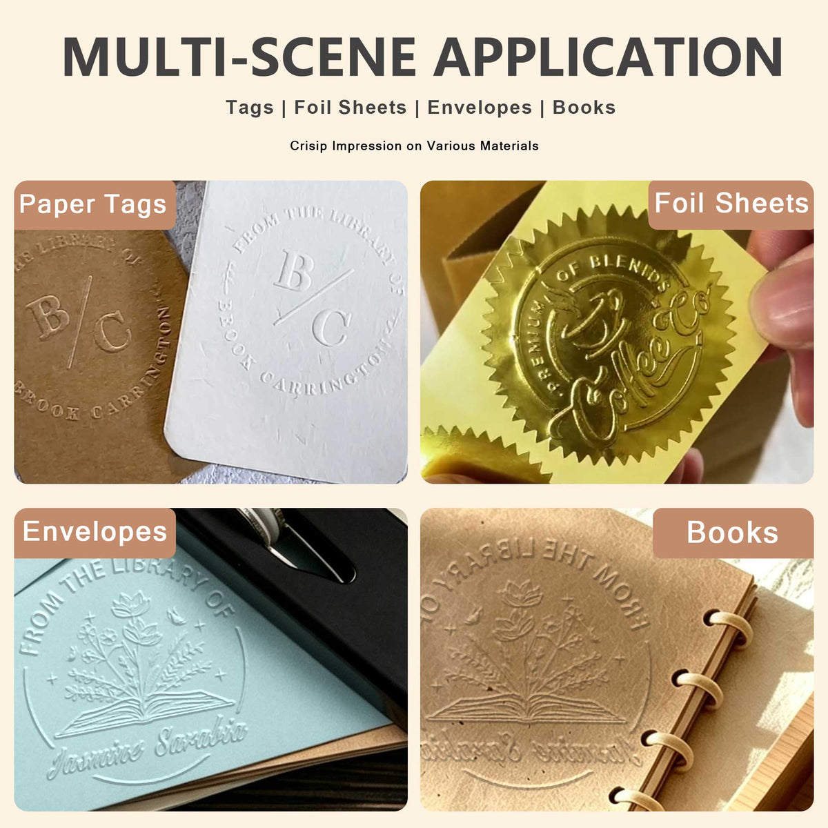 Custom Ex Libris Embossed Seal | Personal Book Embosser for Library