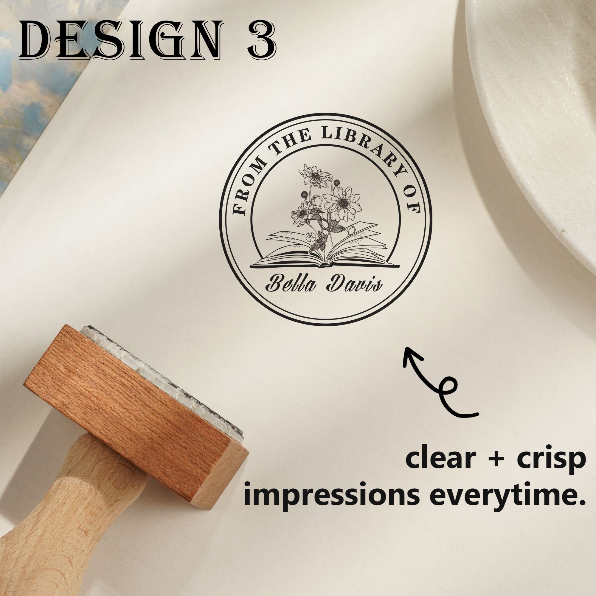 Custom Elegant Wood Rubber Stamp