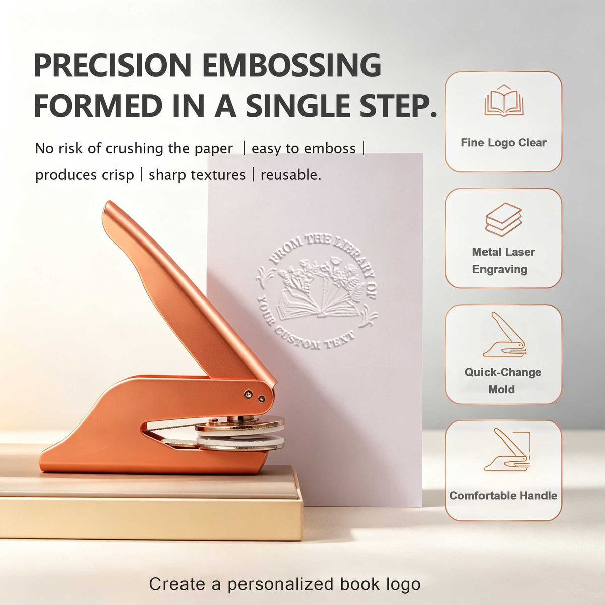 Custom Ex Libris Embossed Seal | Personal Book Embosser for Library