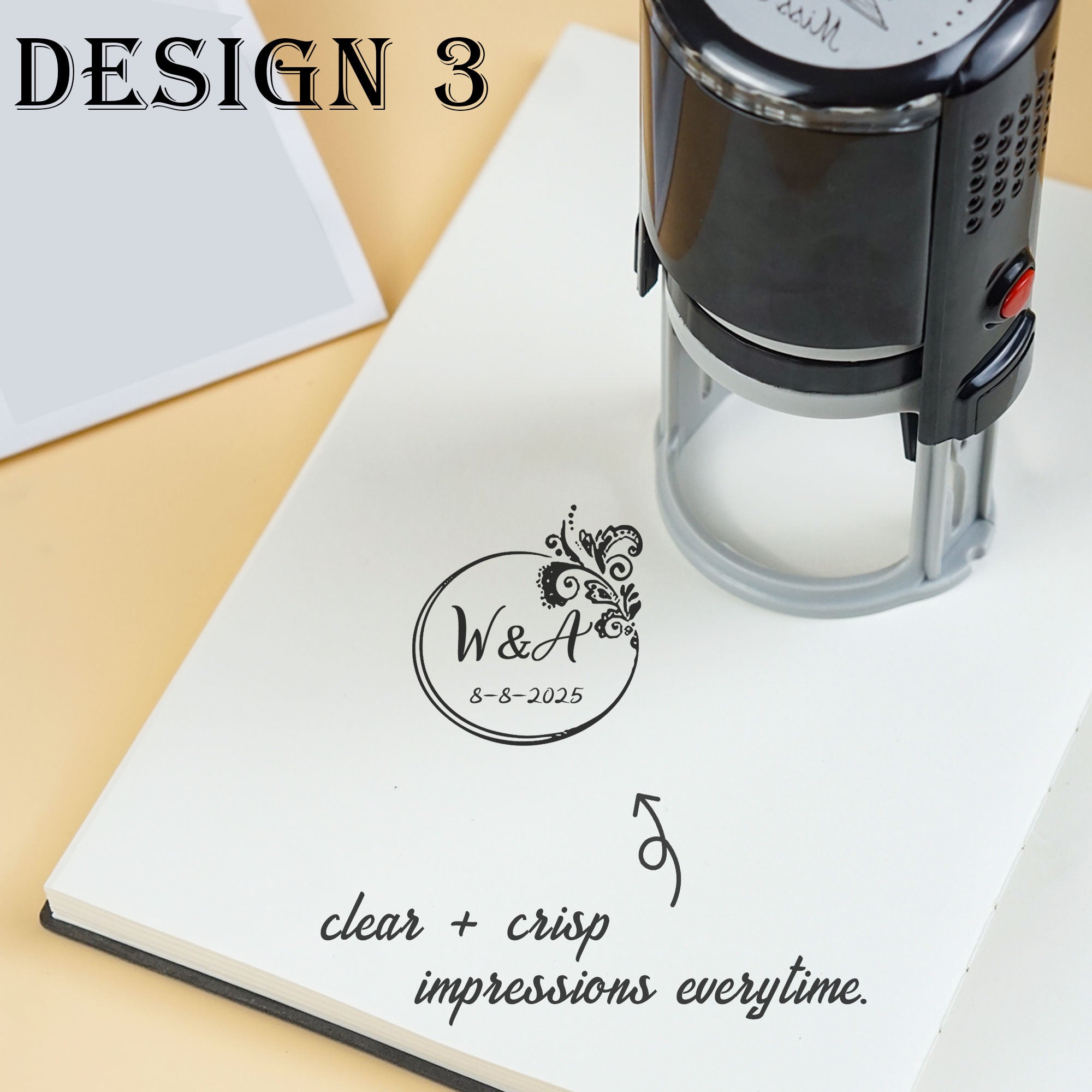 Floral Wedding Self‑inking Stamp