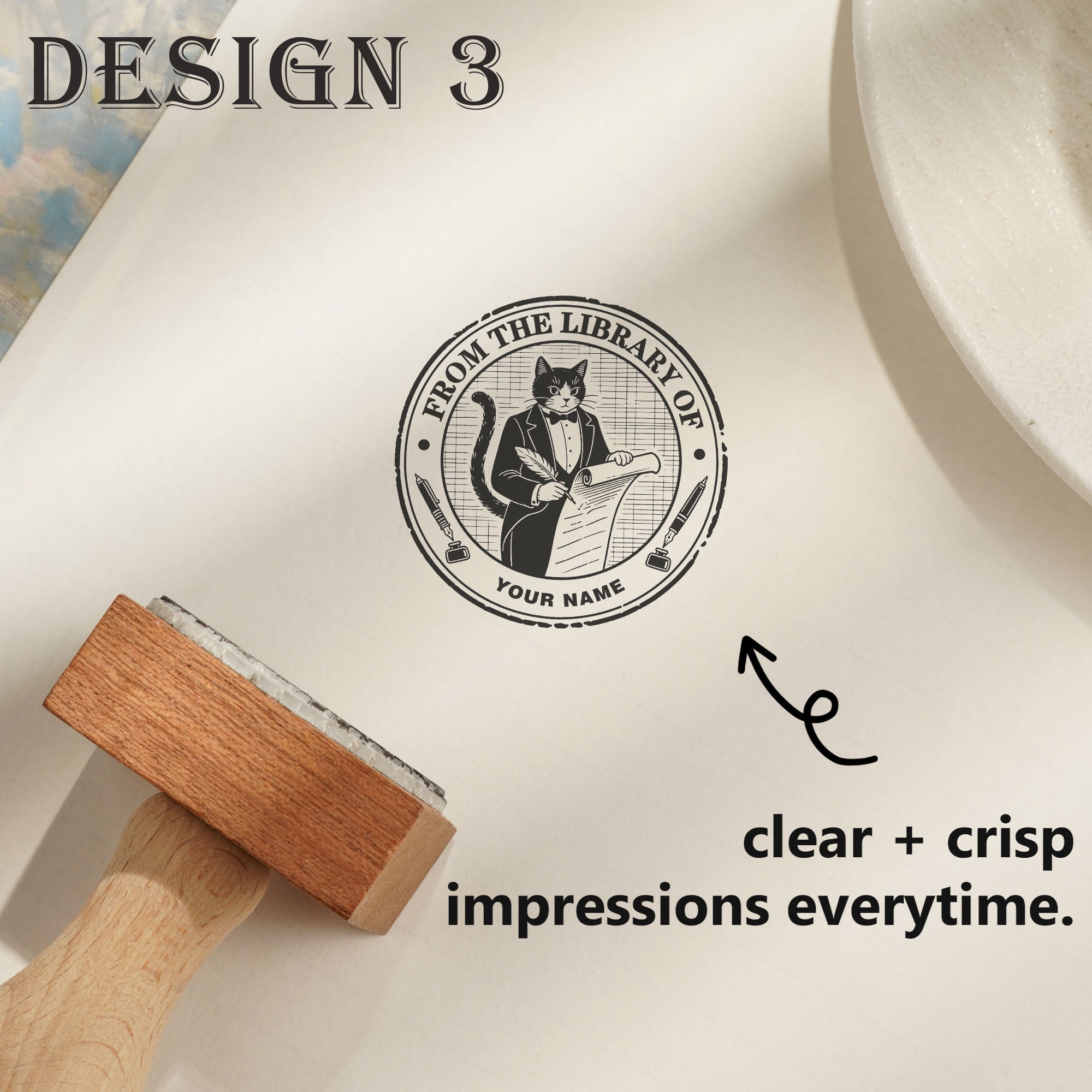 Classic Library Rubber Stamp