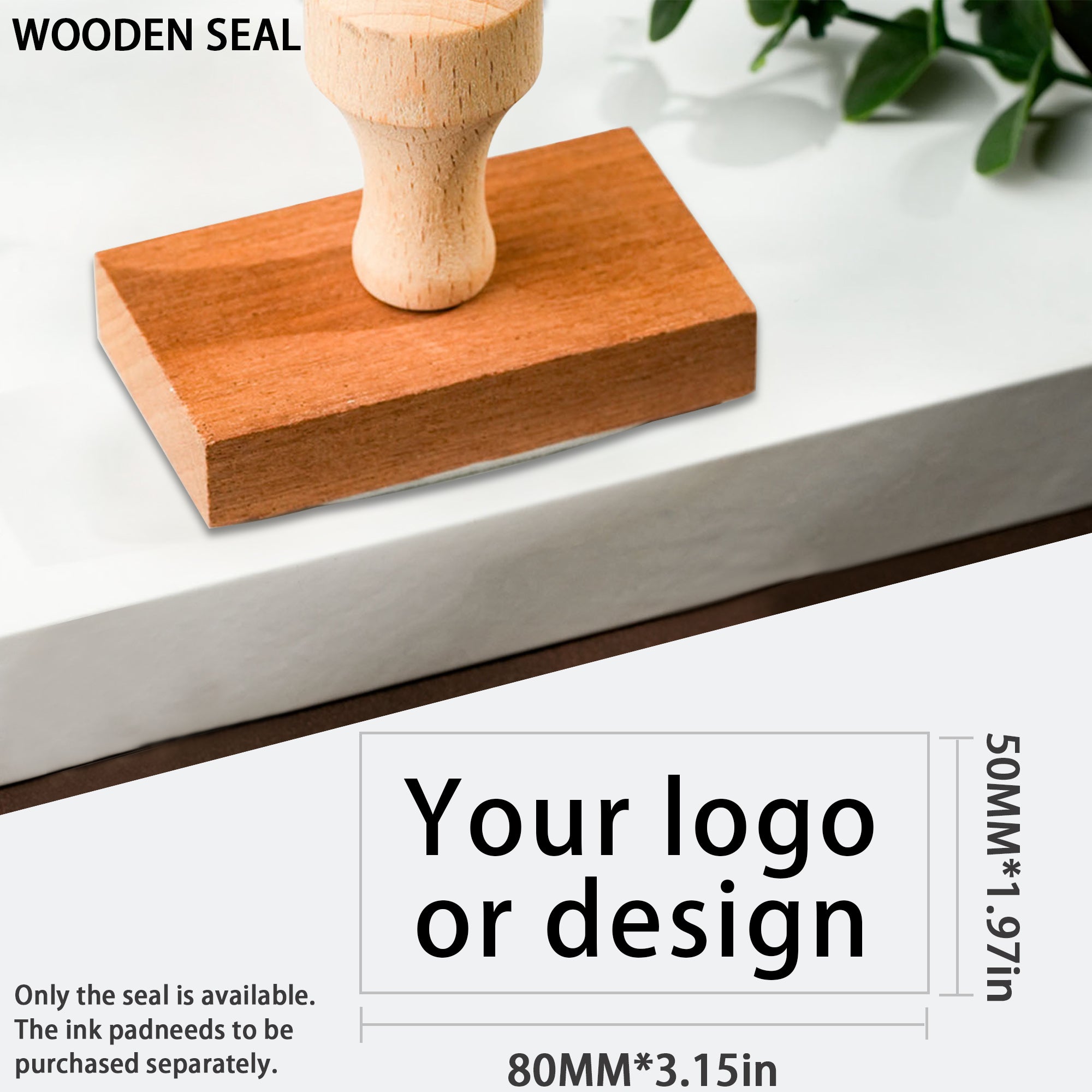 Custom Logo Engraved Wooden Stamp