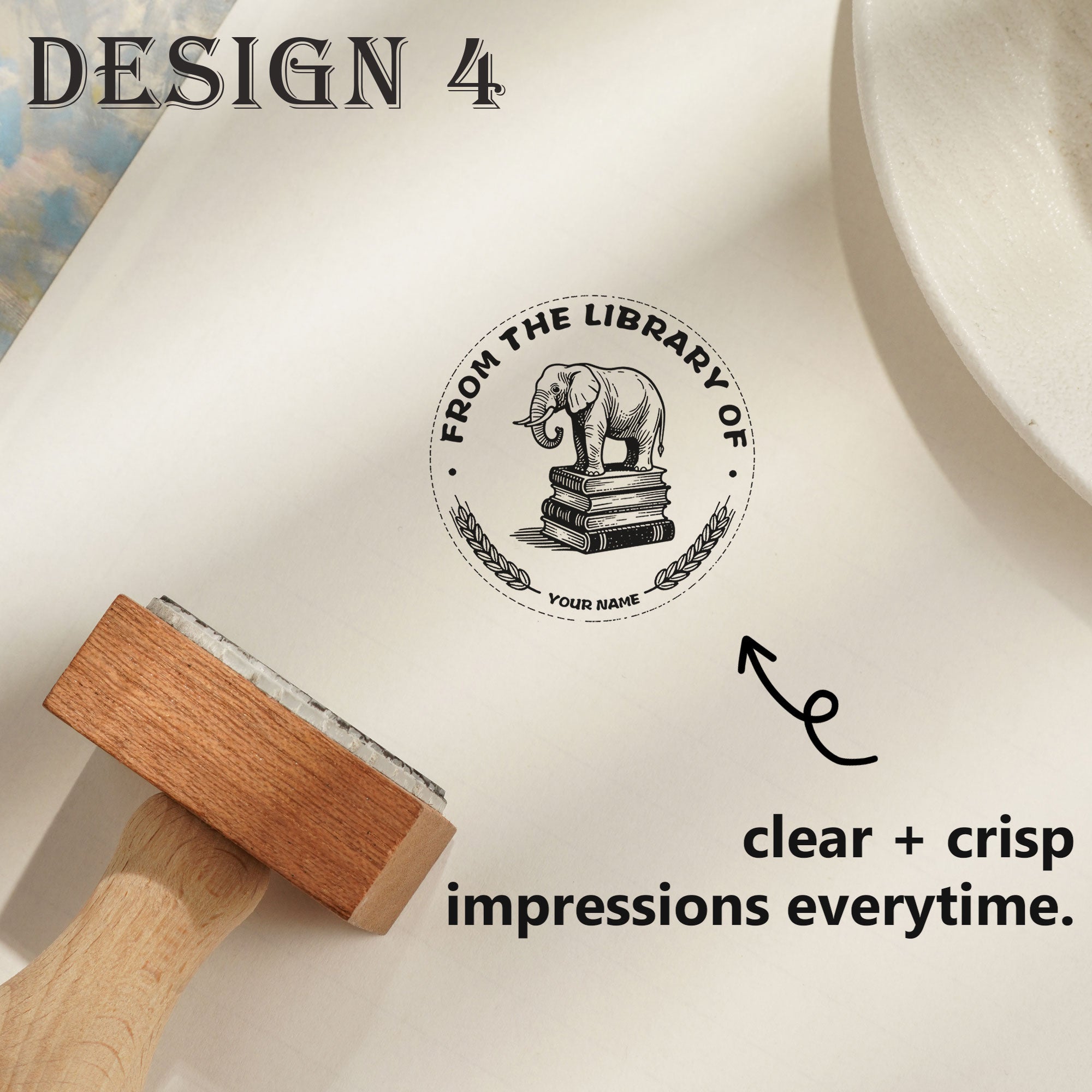Custom wooden seals for libraries