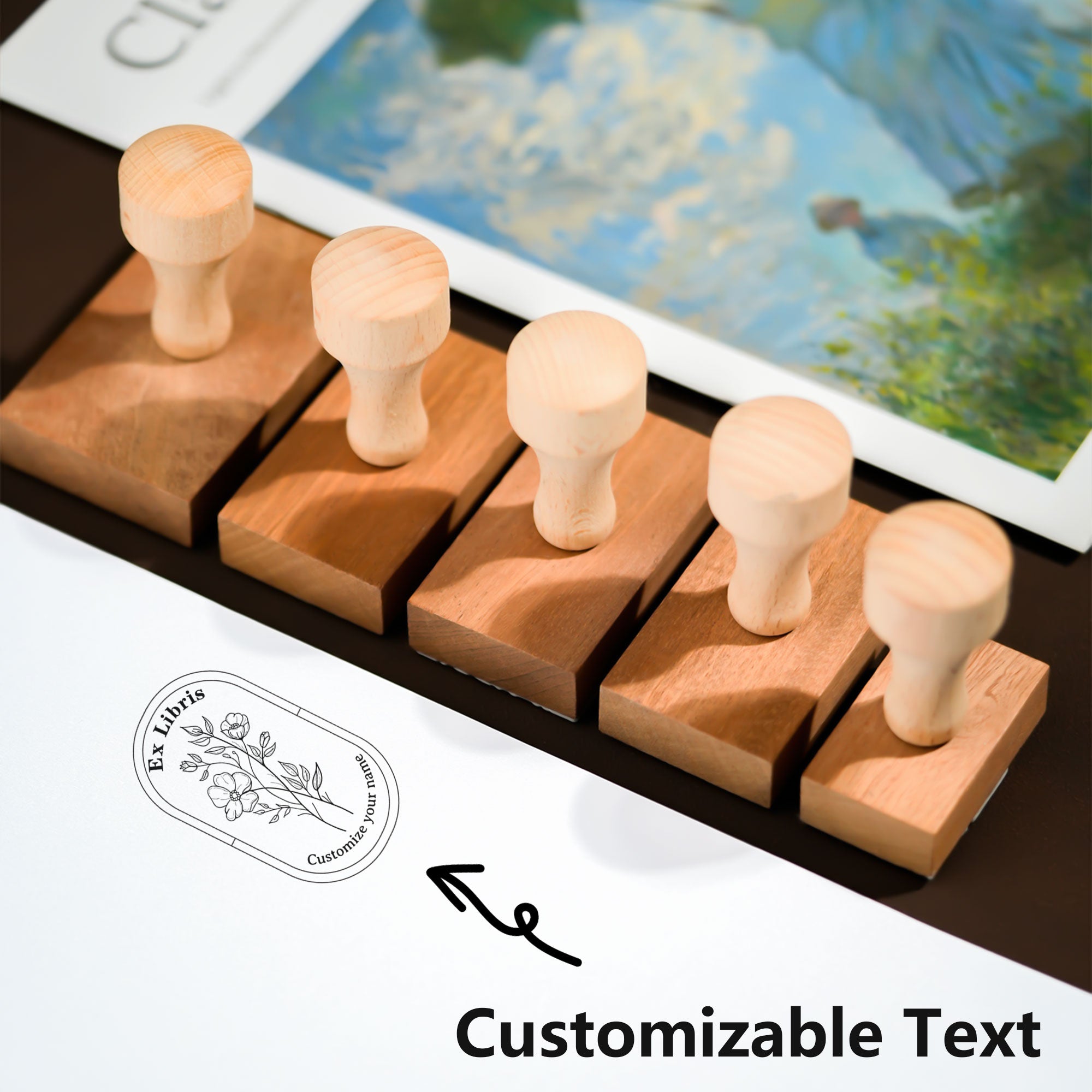 Customized Premium Wood Bookplate Stamp
