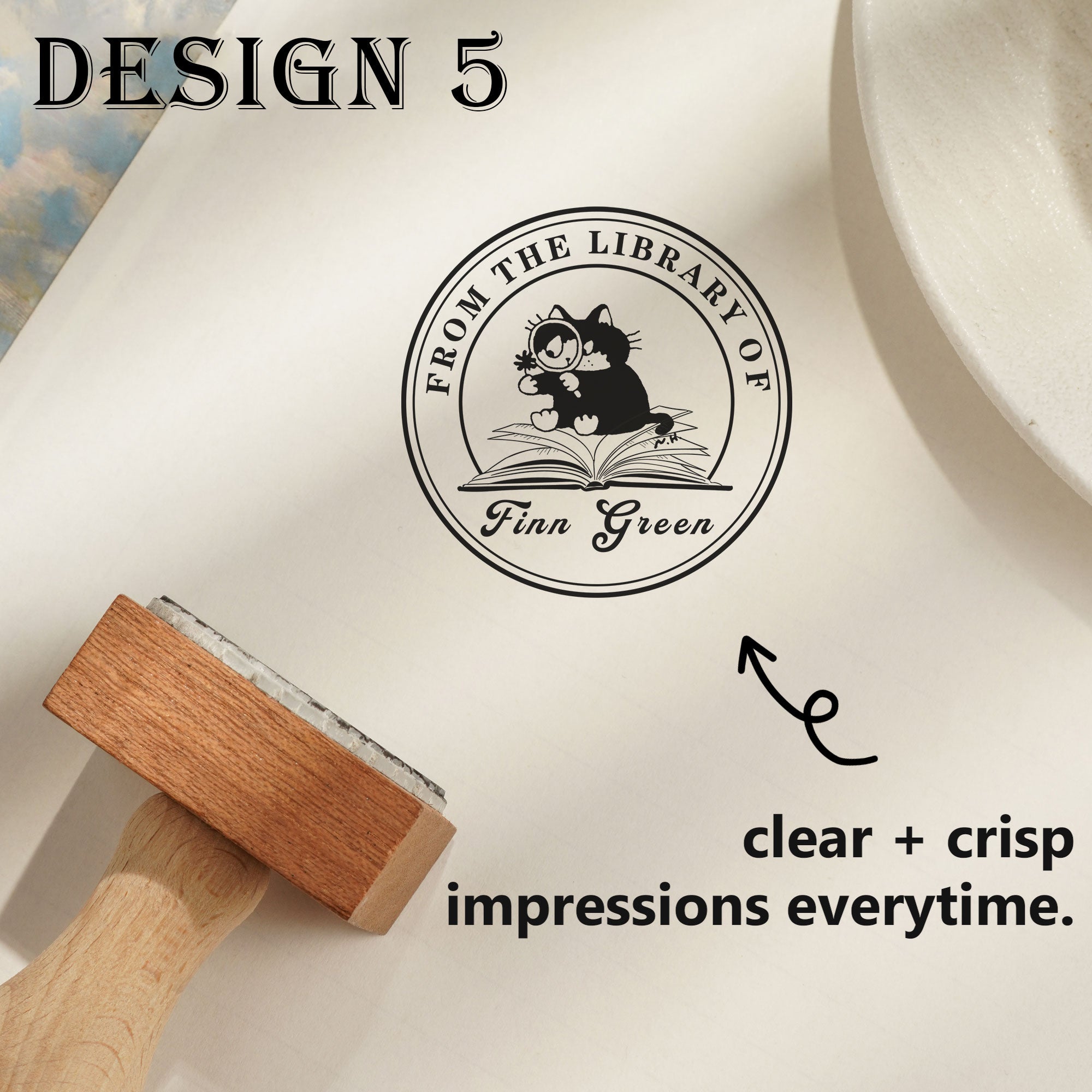 Custom Elegant Wood Rubber Stamp