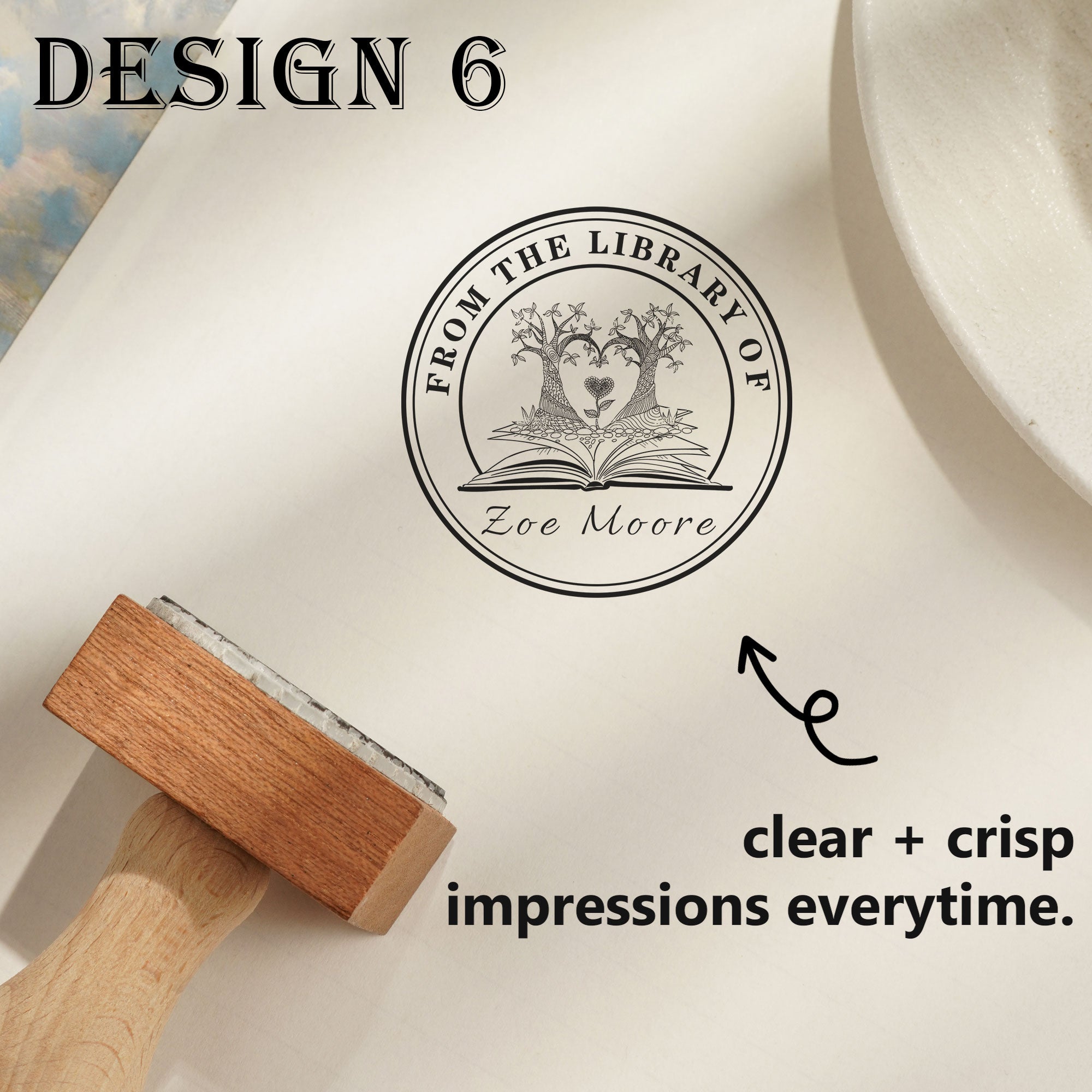 Custom Elegant Wood Rubber Stamp