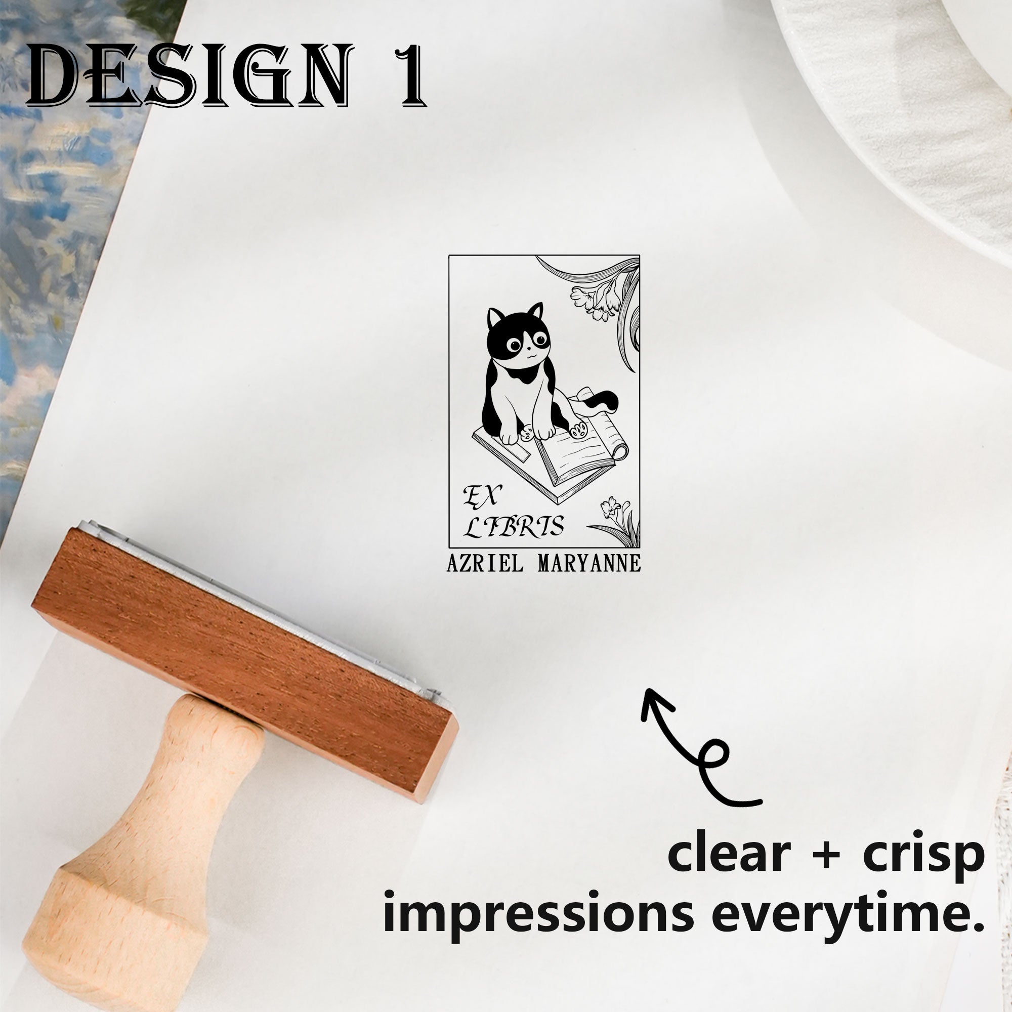 Customized Vintage Wood Bookplate Stamp