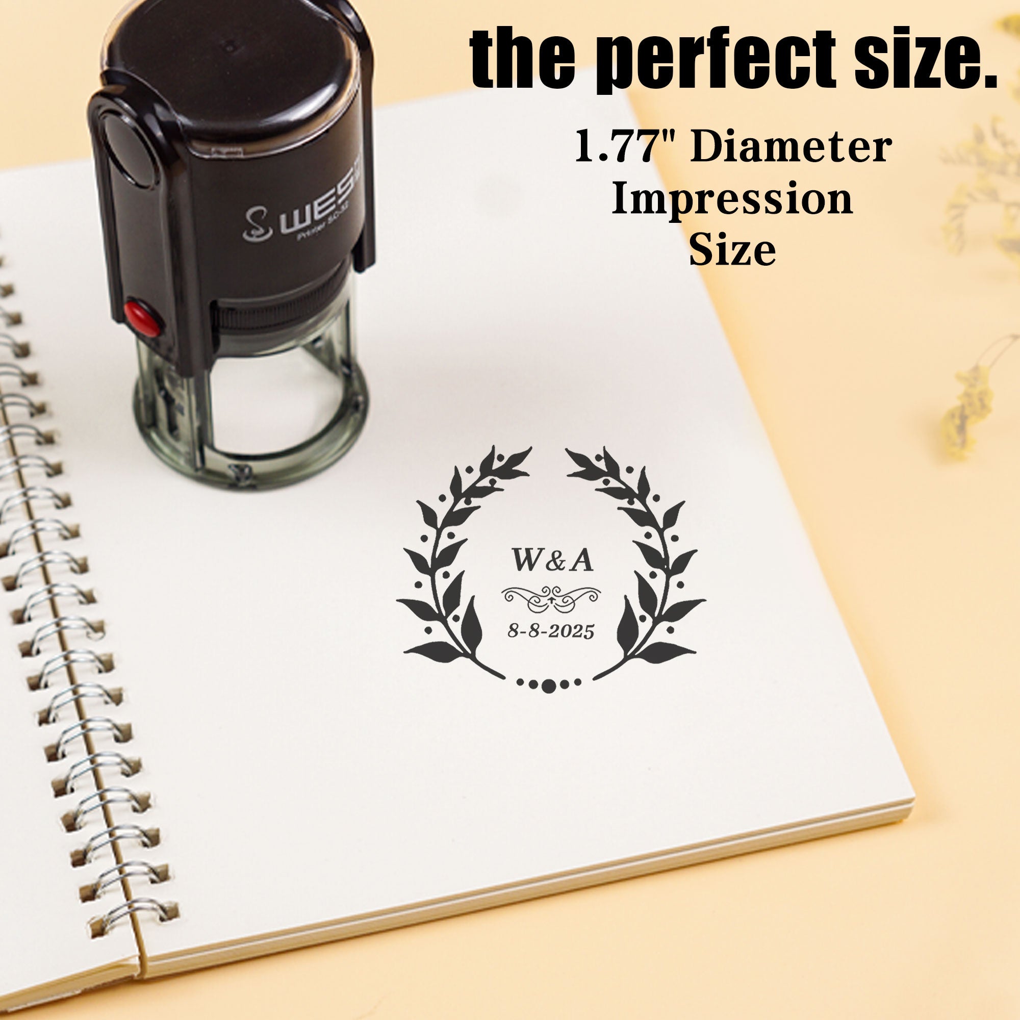 Floral Wedding Self‑inking Stamp
