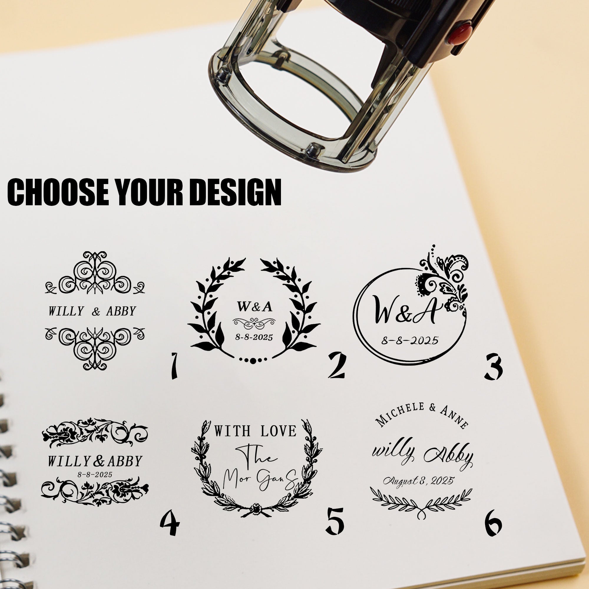 Floral Wedding Self‑inking Stamp