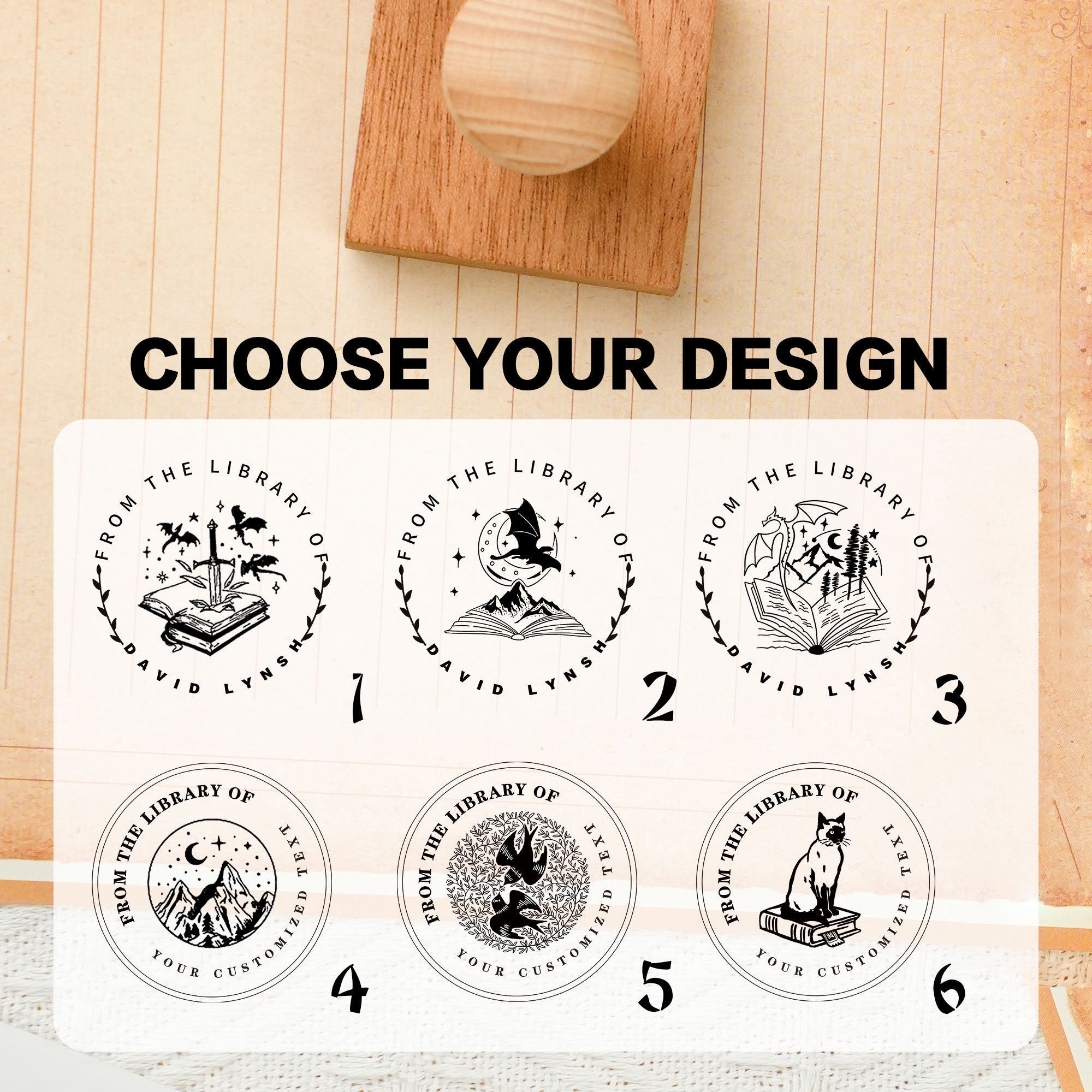 Custom Classic Wood Rubber Stamp