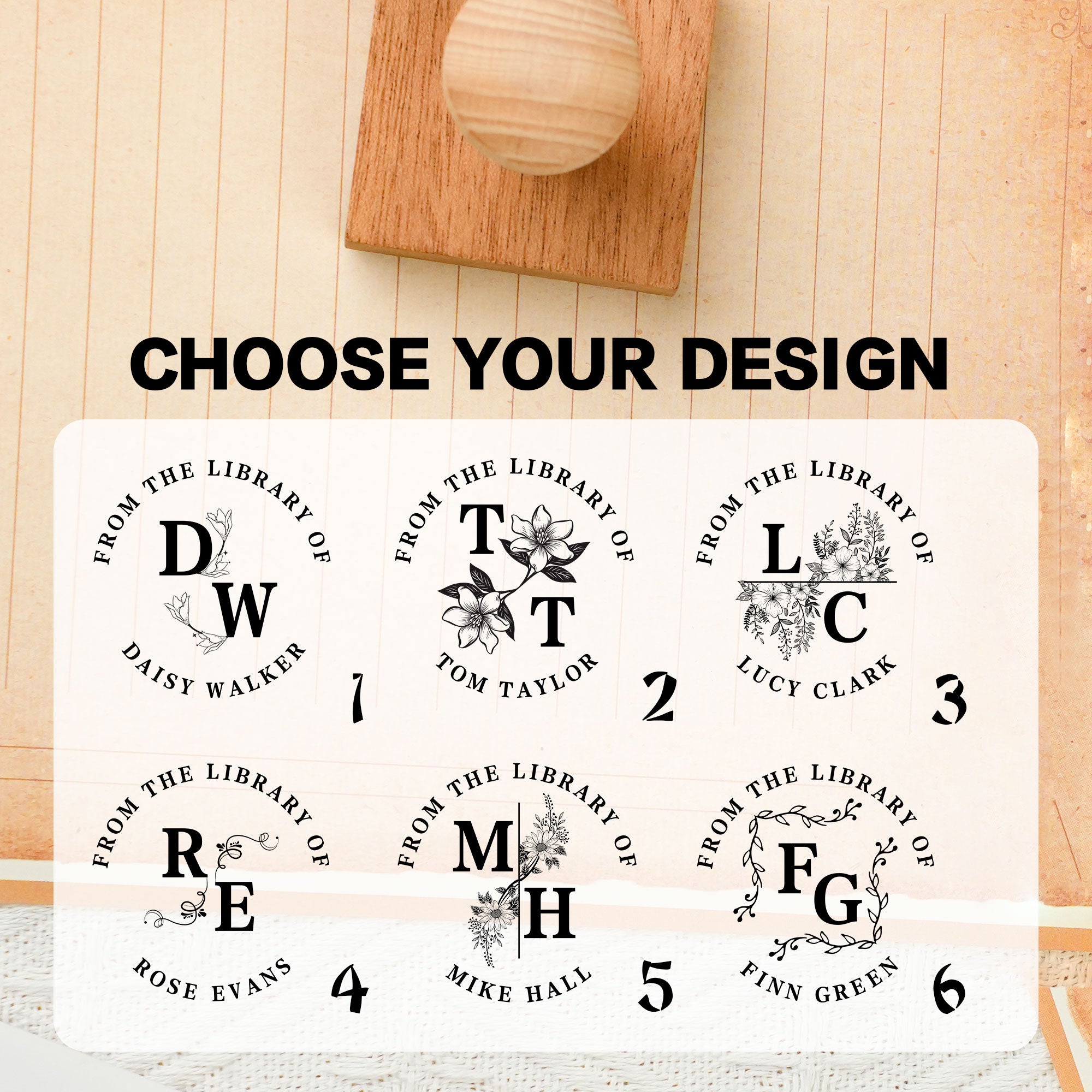 Custom Designer Wood Stamp