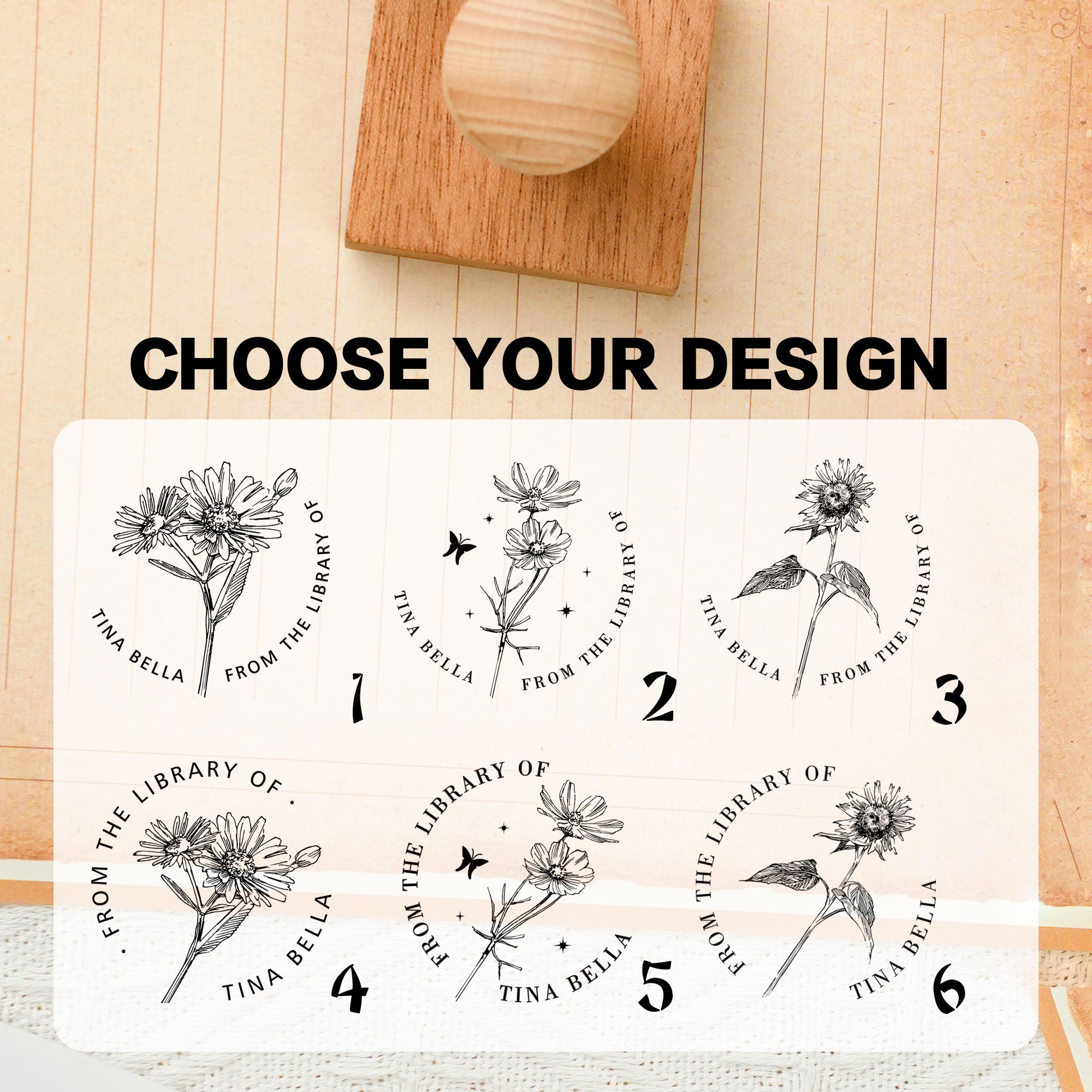 Personalized Wood Rubber Stamp