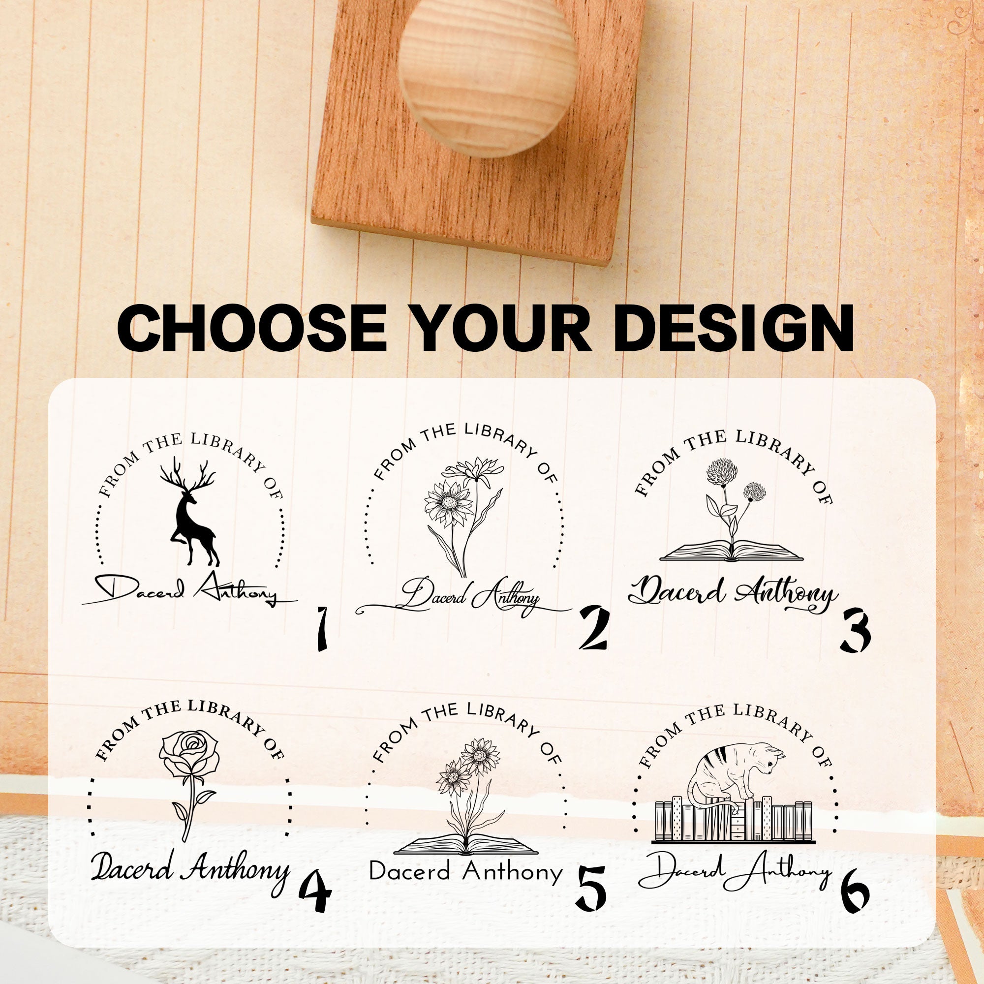 Personalized Wooden Rubber Stamp