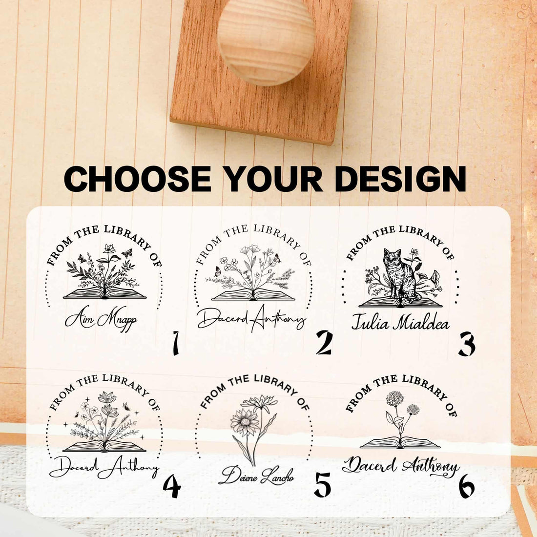Bespoke Stamps Made To Order for Home Library Bookplate Marking
