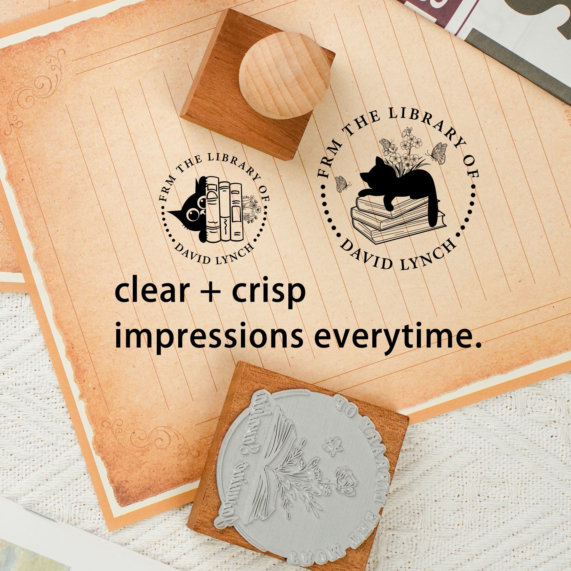 Elegant Wood Rubber Stamp