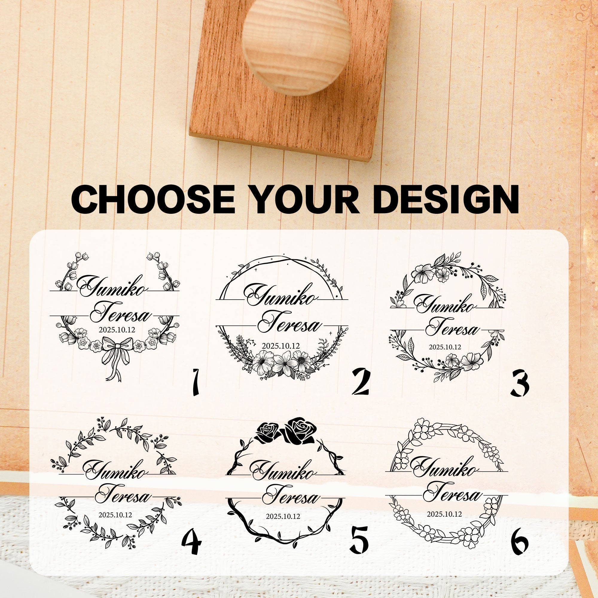Wedding Wood Rubber Stamp