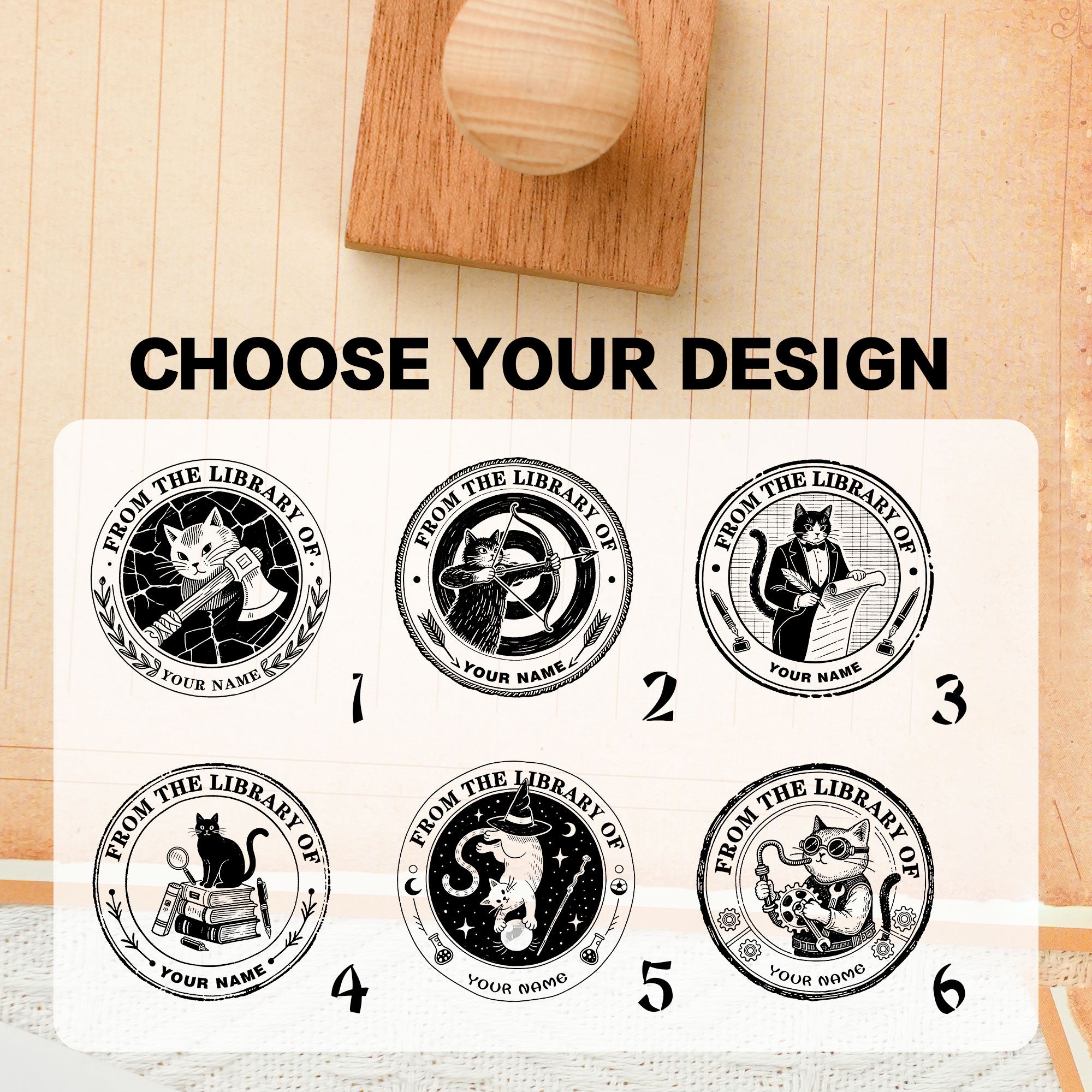 Classic Library Rubber Stamp