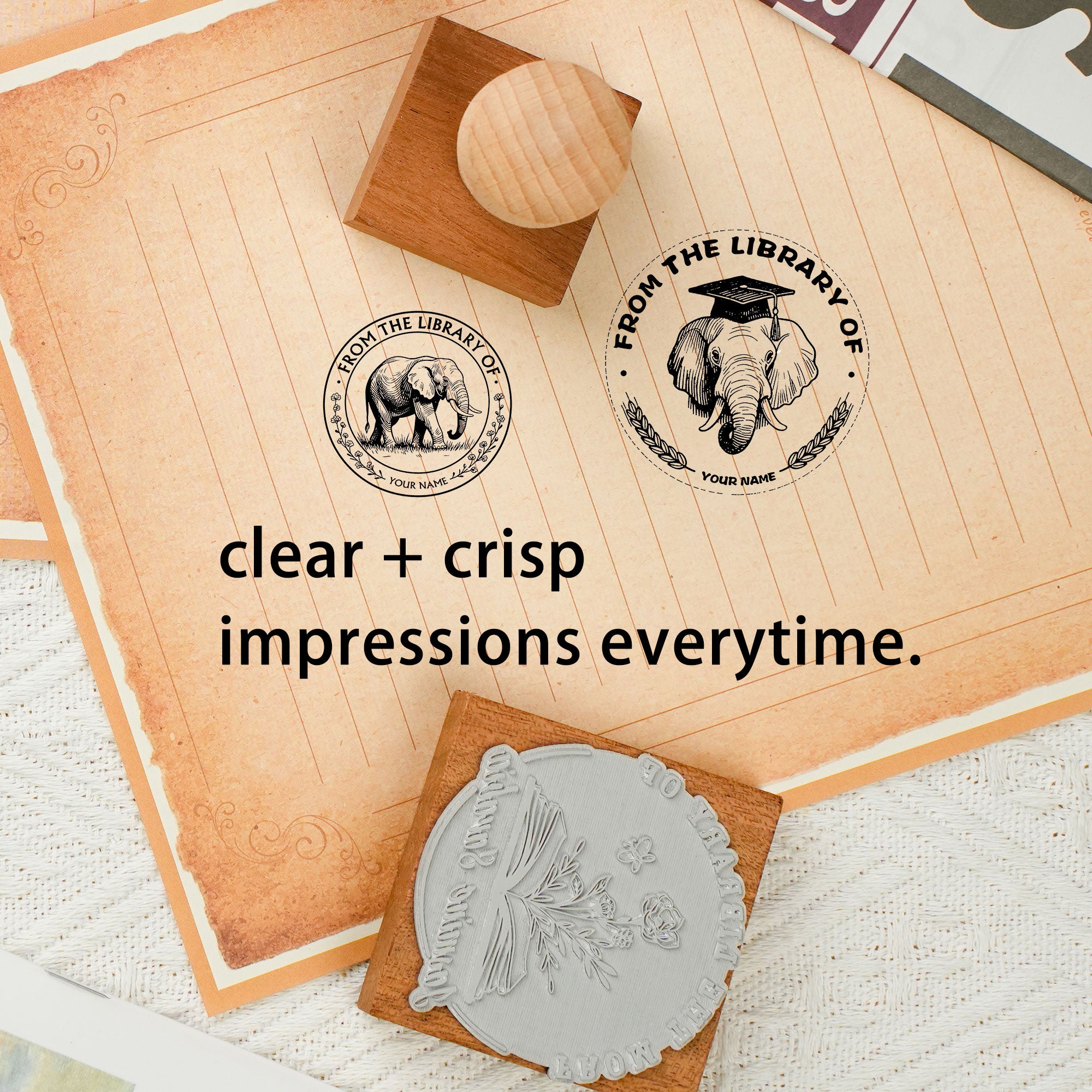 Custom wooden seals for libraries
