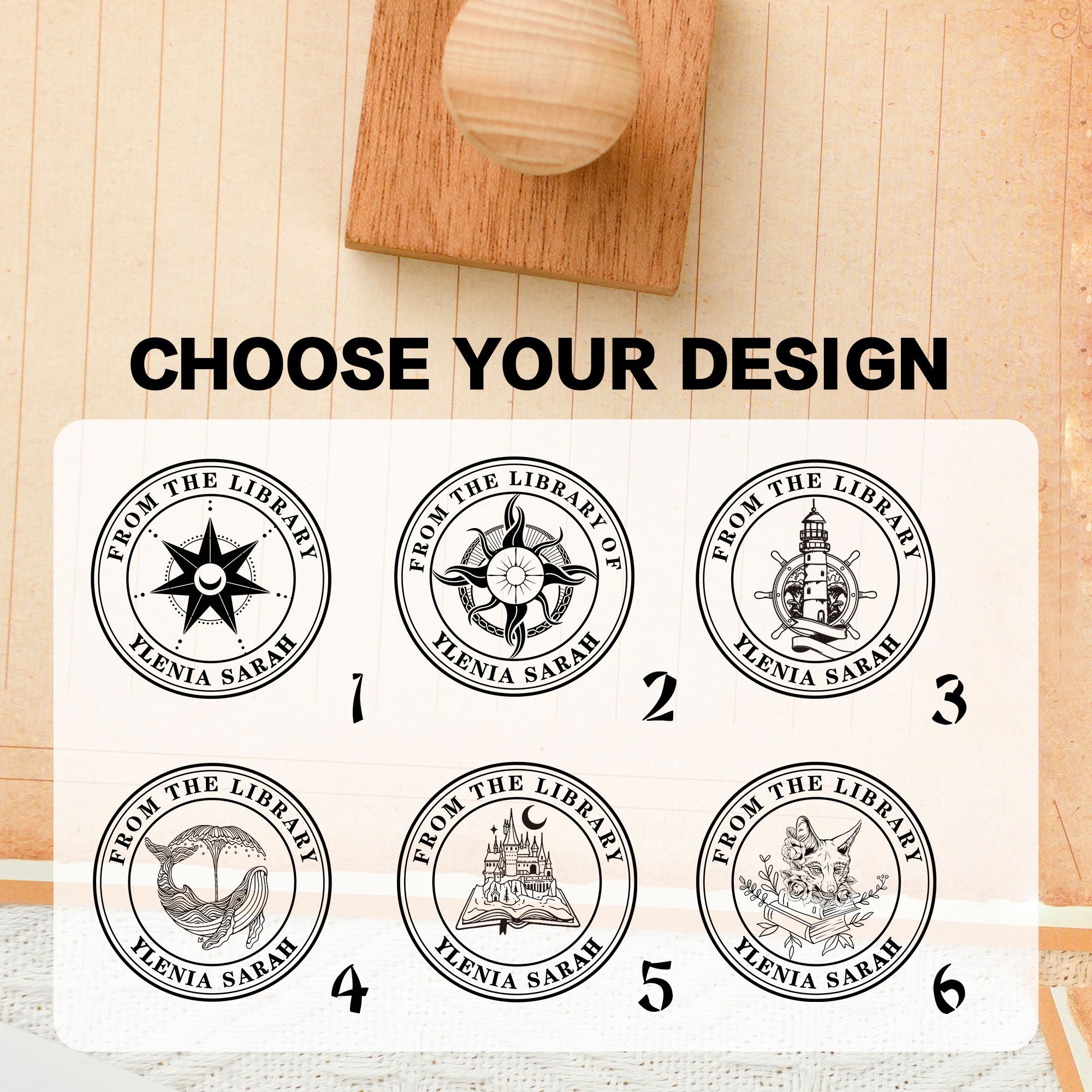 Custom Minimal Rubber Wood Stamp