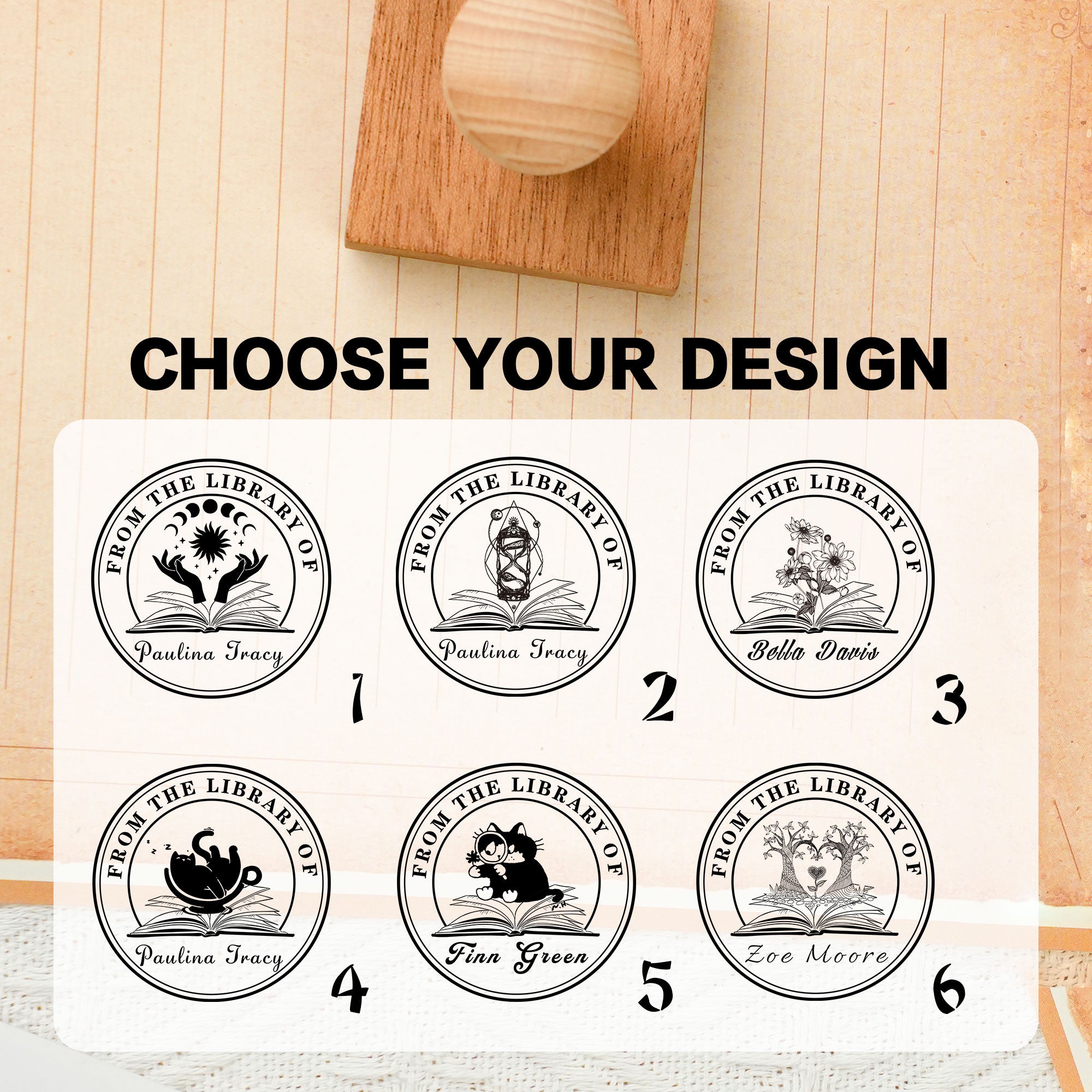 Custom Elegant Wood Rubber Stamp