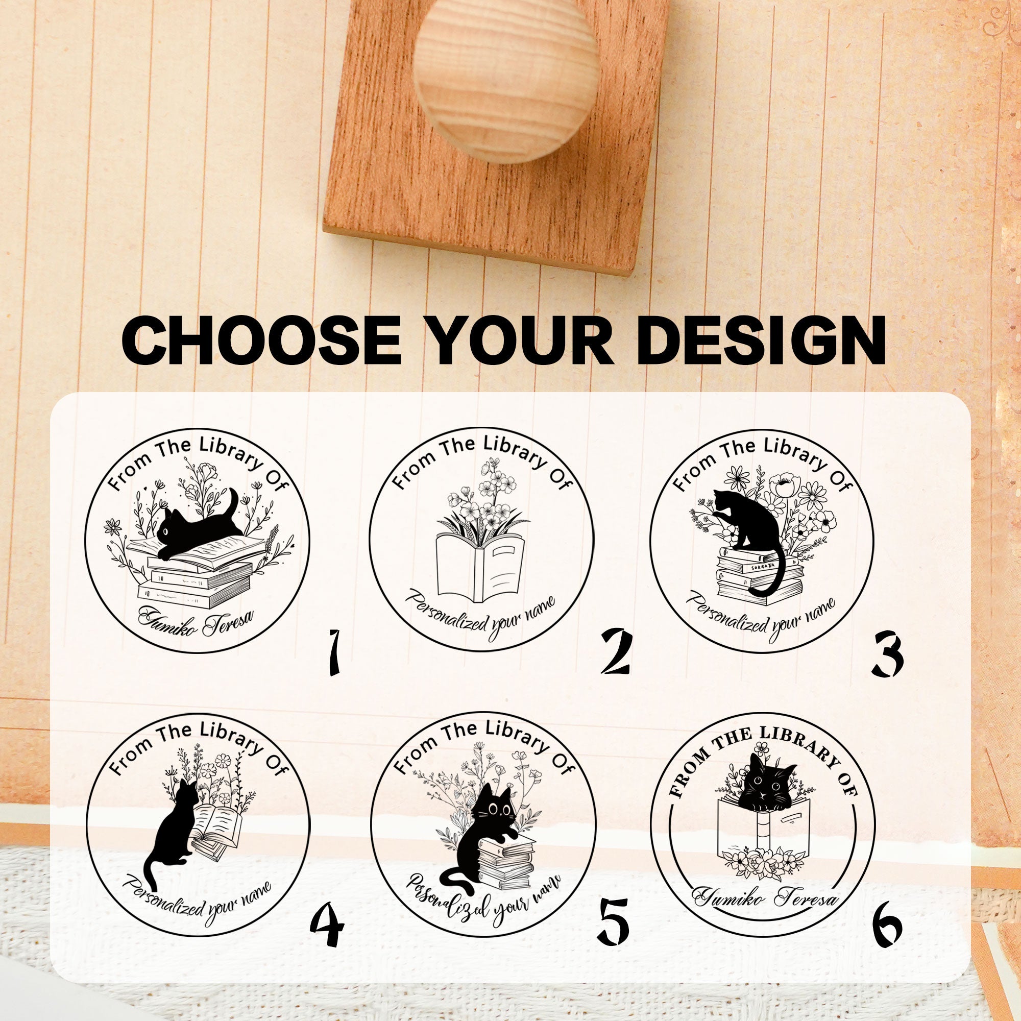 Custom Rustic Wood Rubber Stamp