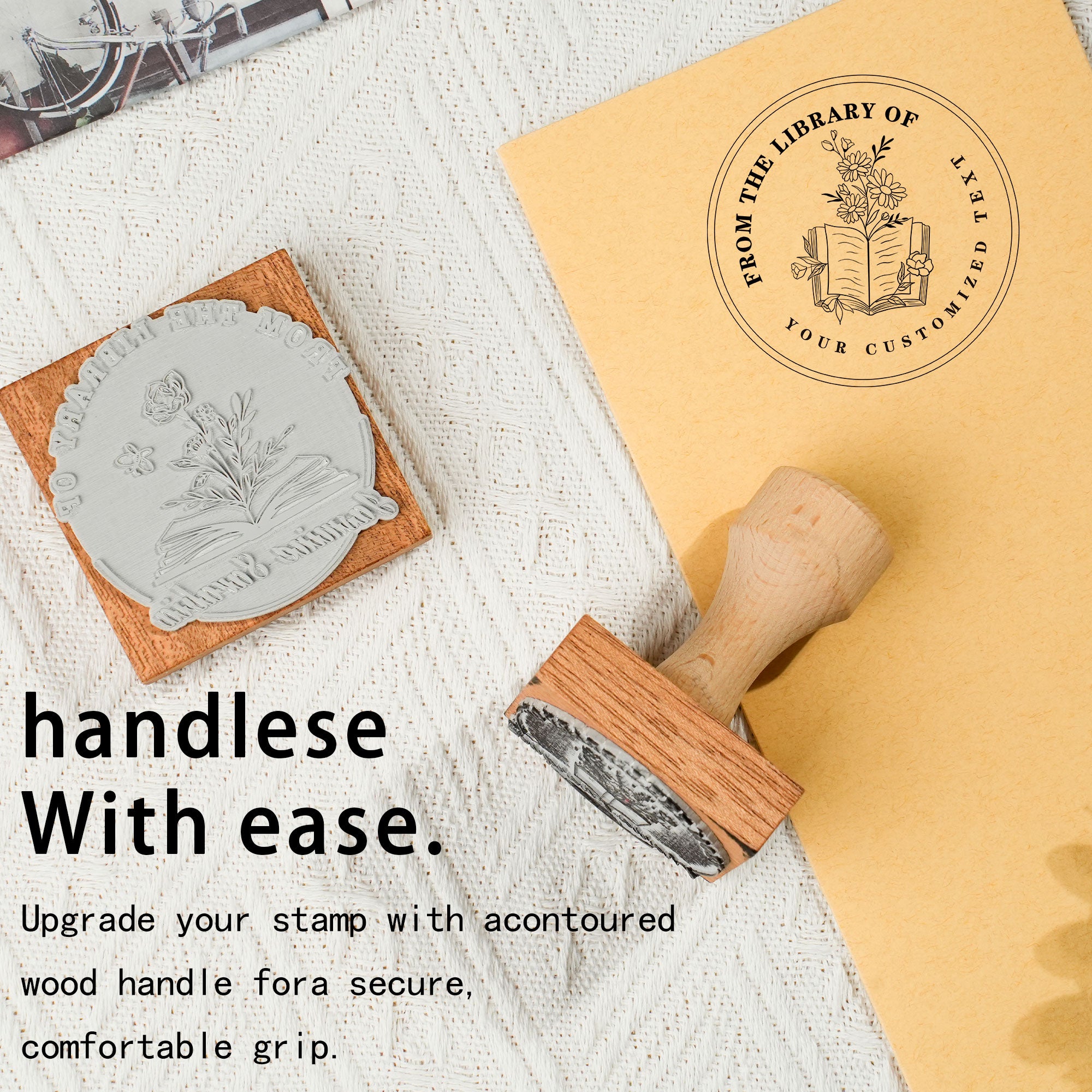 Handmade Wood Rubber Stamp