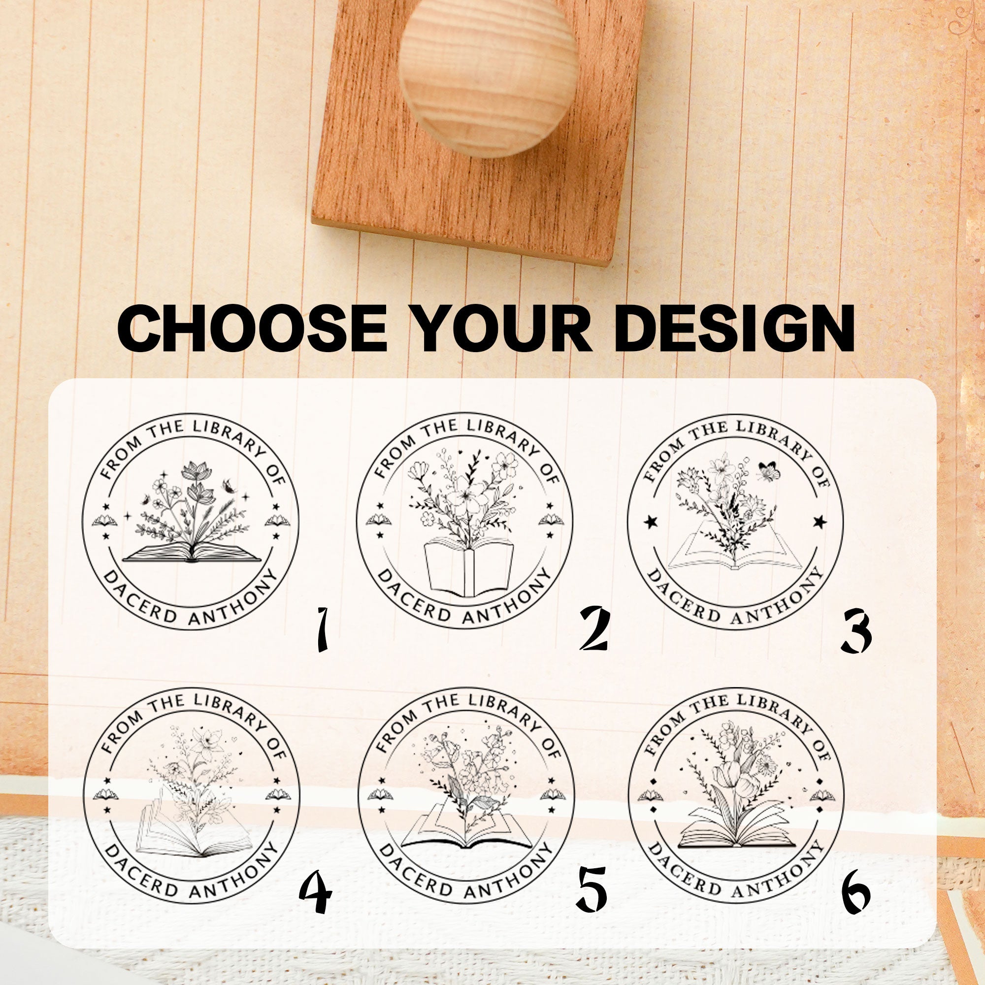 Retro Wood Rubber Stamp