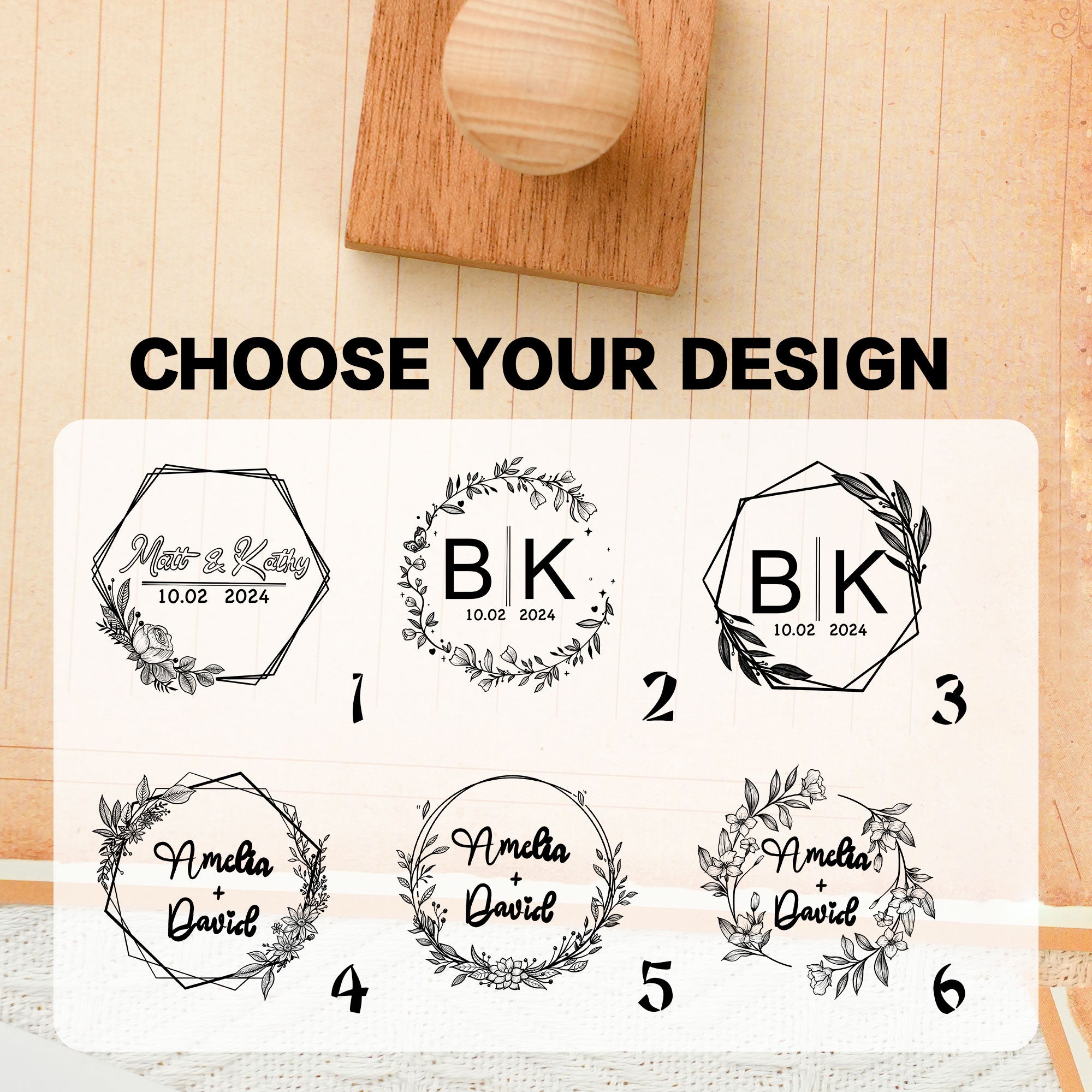 Wedding Minimalist Wood Stamp