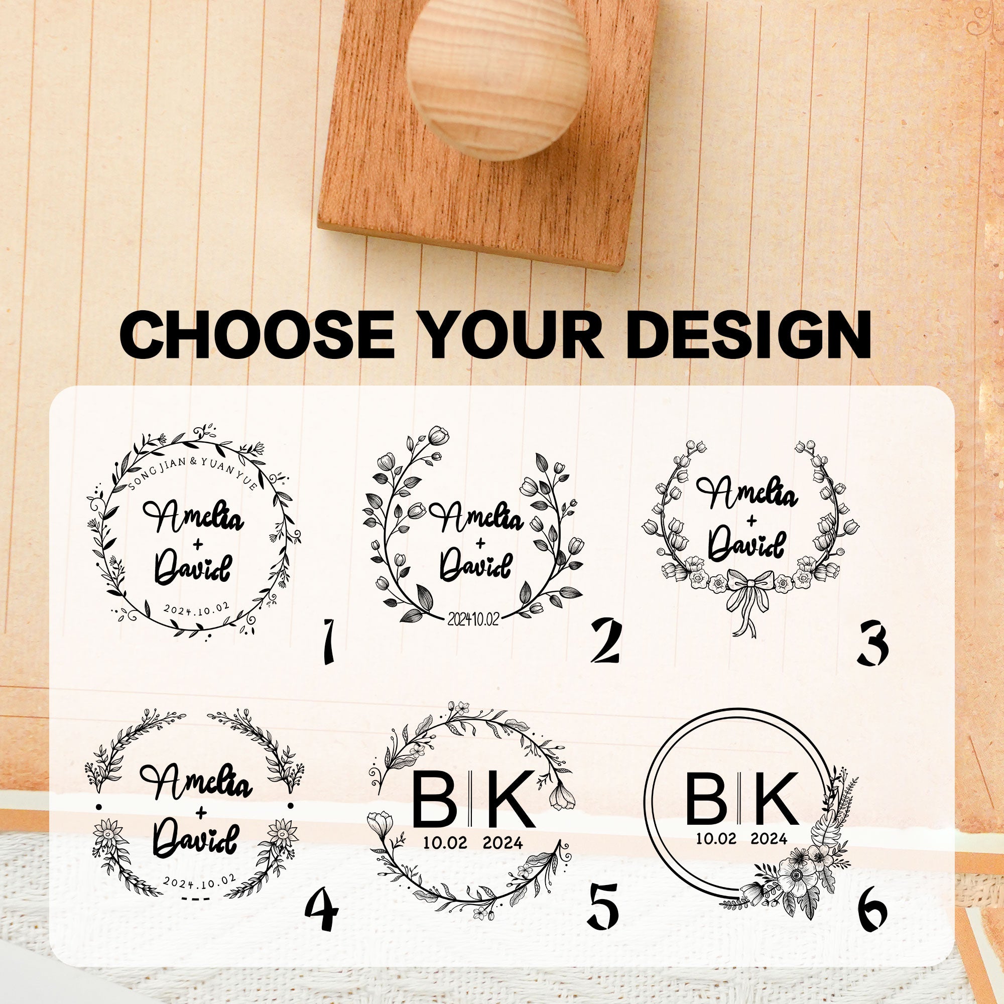 Wedding Floral Wood Stamp